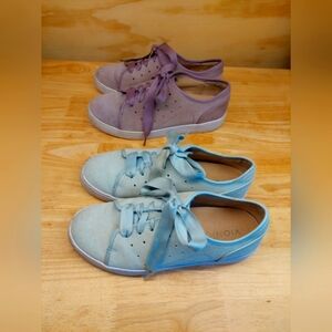 2 pair Vionic KeKe Low top Suede leather sneakers Lilac & Blue sz 6